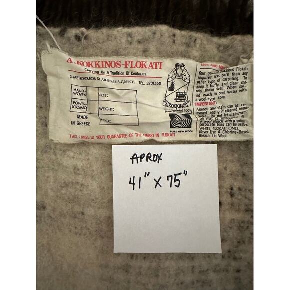 Flokati A. Kokkinos Greek Rug MidCentury Geometric Square 41"x73" RARE! - Picture 3 of 4